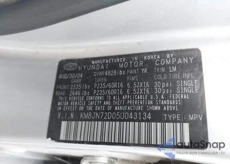 2005 Hyundai Tucson Gls/Lx from USA, damaged, VIN KM8JN72D05U043134